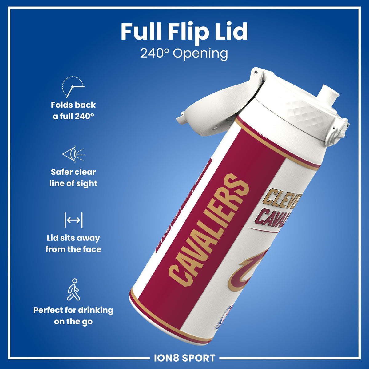 NBA x ION8, Insulated Steel Bottle, Cleveland Cavaliers, 24oz