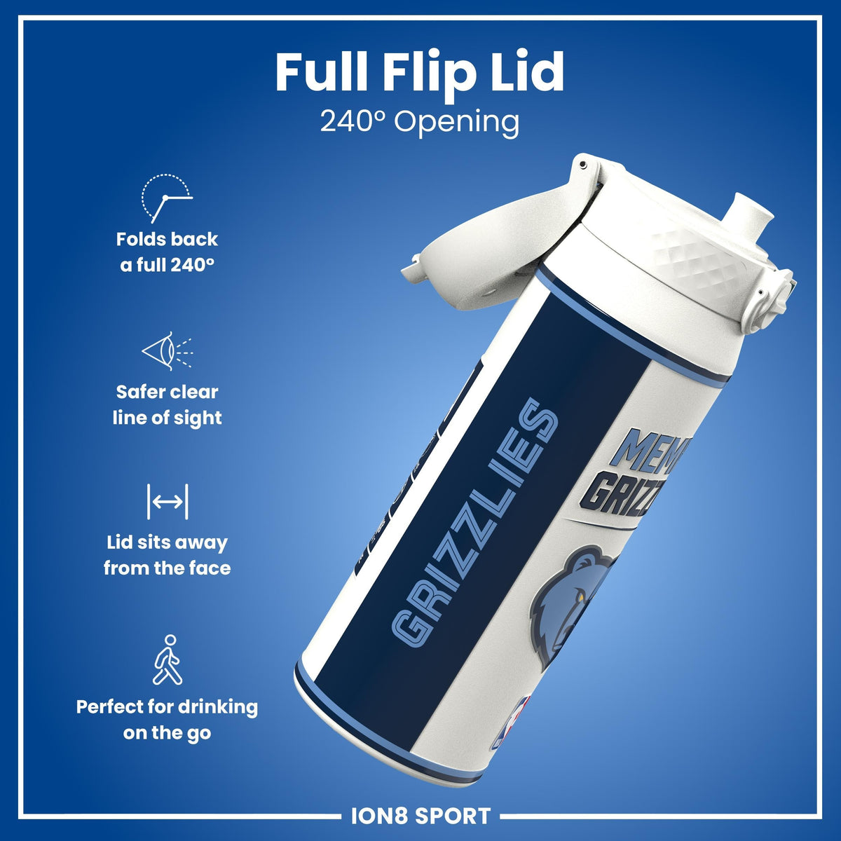 NBA x ION8, Insulated Steel Bottle, Memphis Grizzlies, 24oz