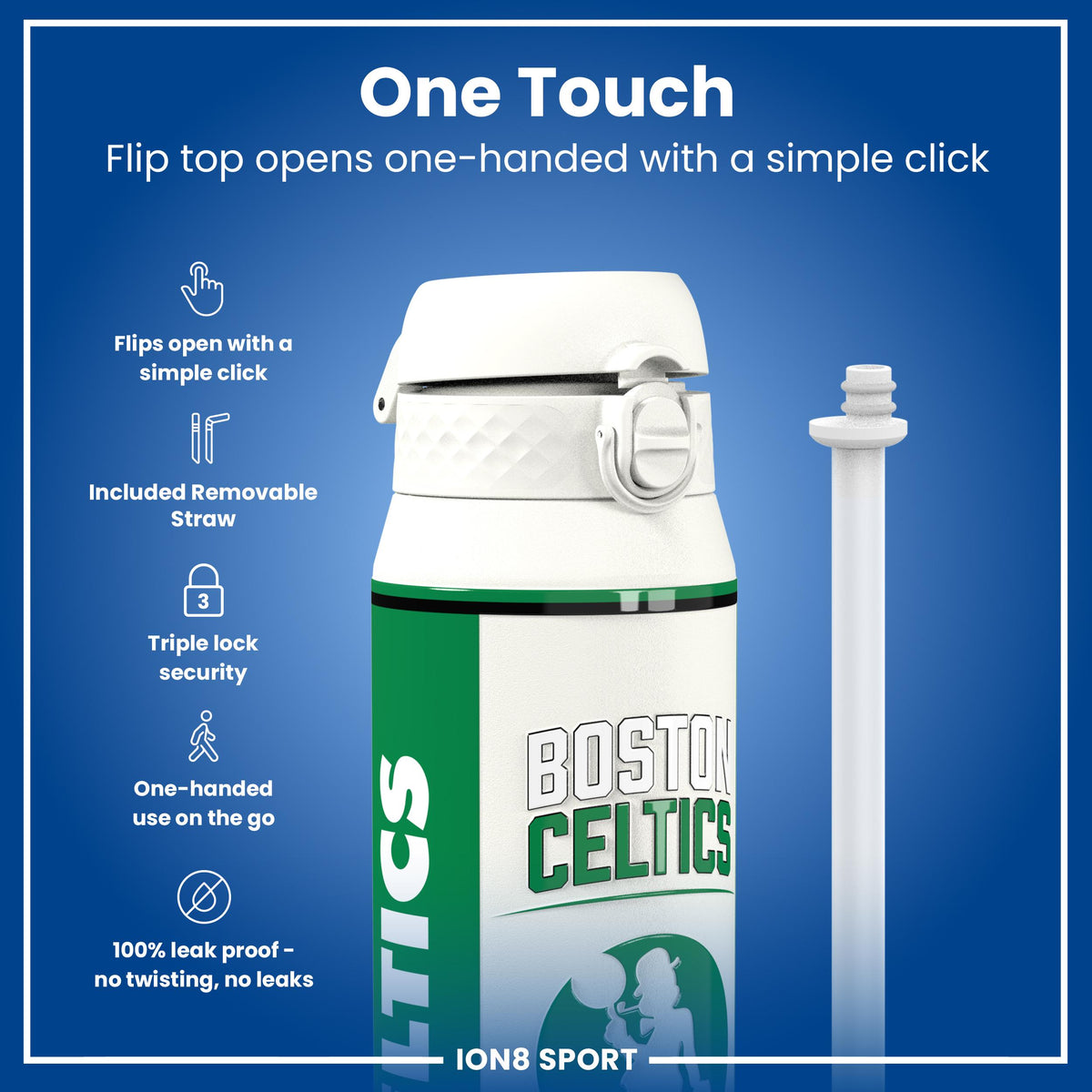 NBA x ION8, Insulated Steel Bottle, Boston Celtics, 24oz