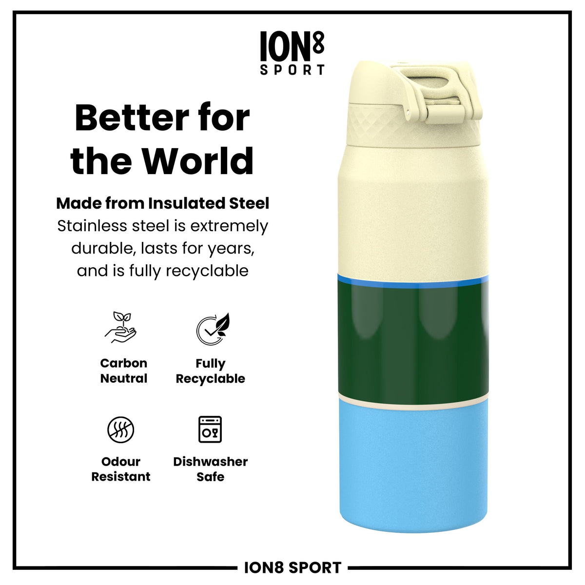 NBA x ION8, Insulated Steel Bottle, Milwaukee Bucks, 24oz
