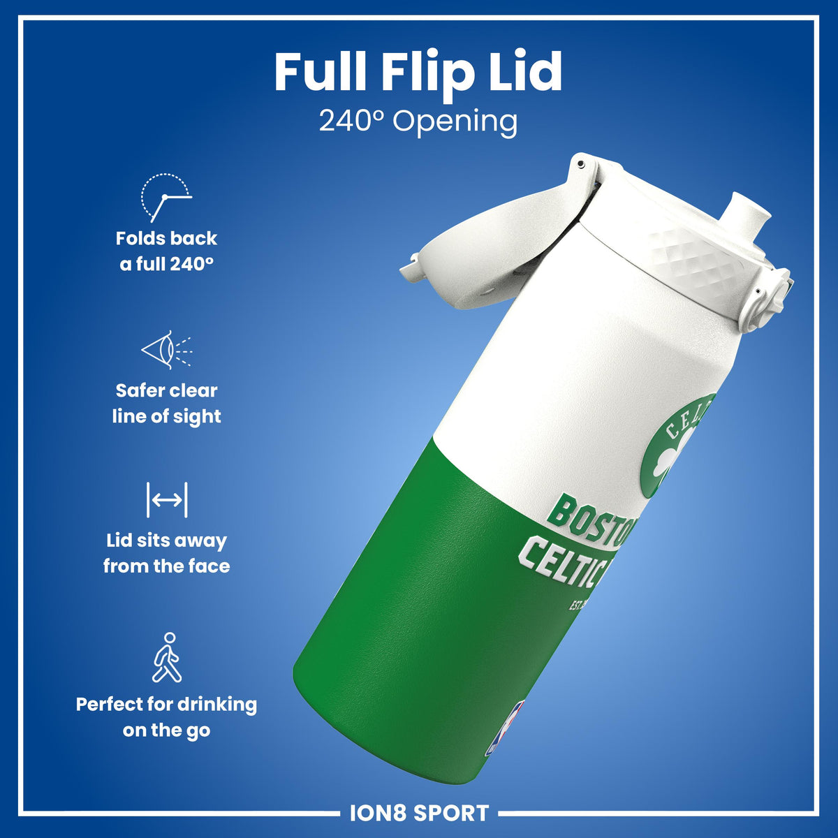 NBA x ION8, Insulated Steel Bottle, Boston Celtics, 24oz