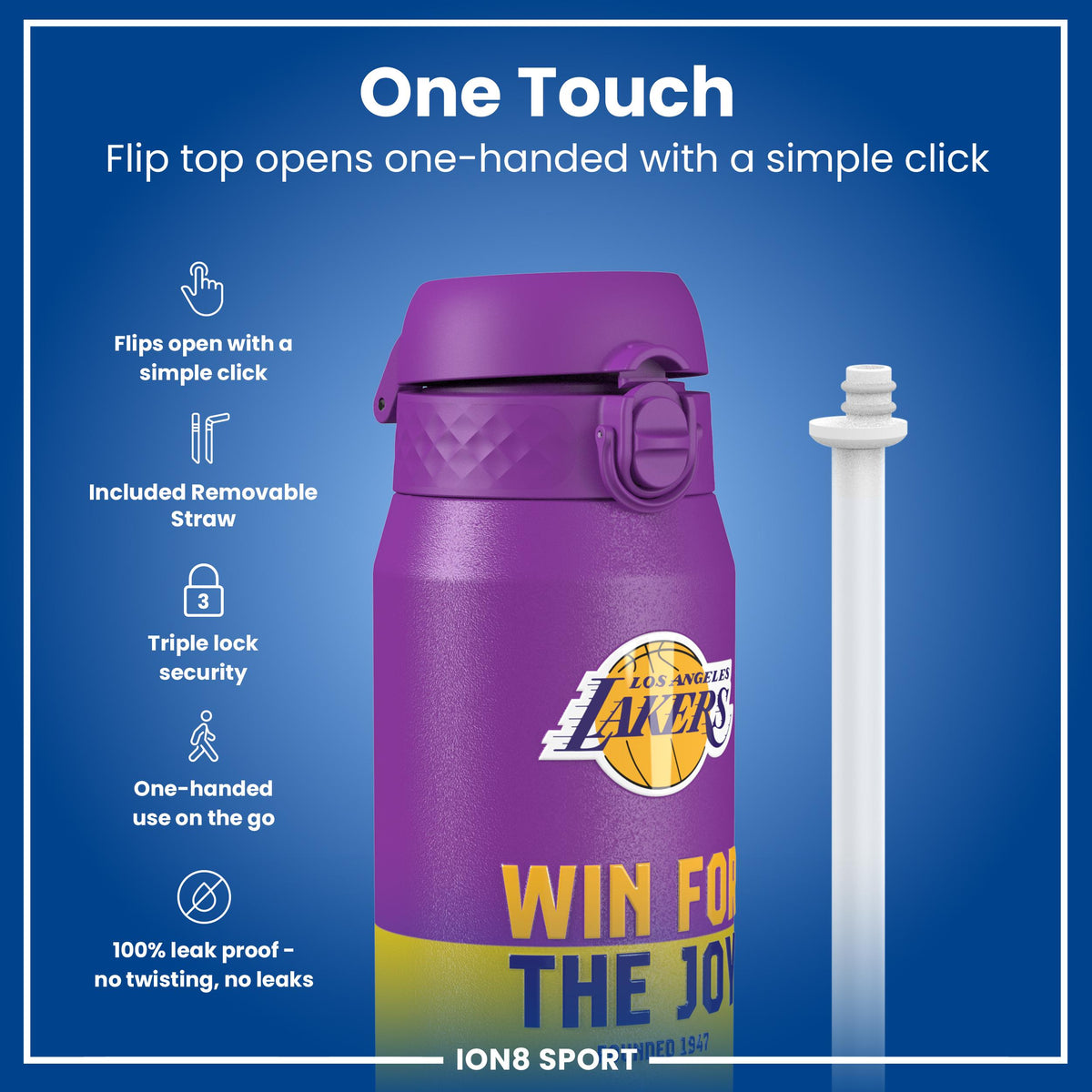 NBA x ION8, Insulated Steel Bottle, LA Lakers, 24oz