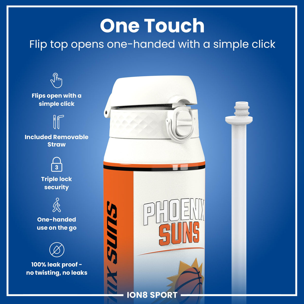 NBA x ION8, Insulated Steel Bottle, Phoenix Suns, 24oz