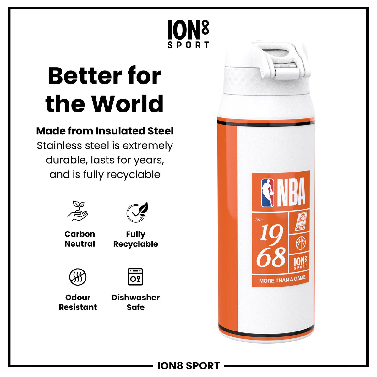 NBA x ION8, Insulated Steel Bottle, Phoenix Suns, 24oz