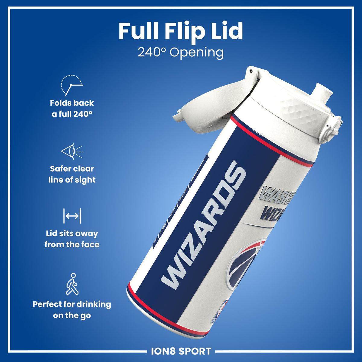 NBA x ION8, Insulated Steel Bottle, D.C Wizards, 24oz