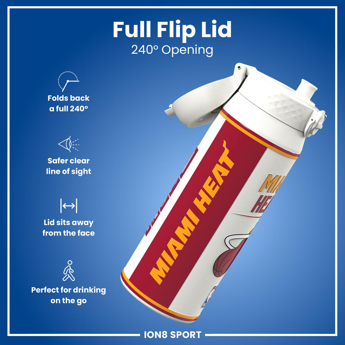NBA x ION8, Insulated Steel Bottle, Miami Heat, 24oz