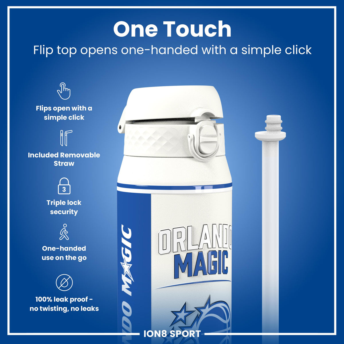 NBA x ION8, Insulated Steel Bottle, Orlando Magic, 24oz