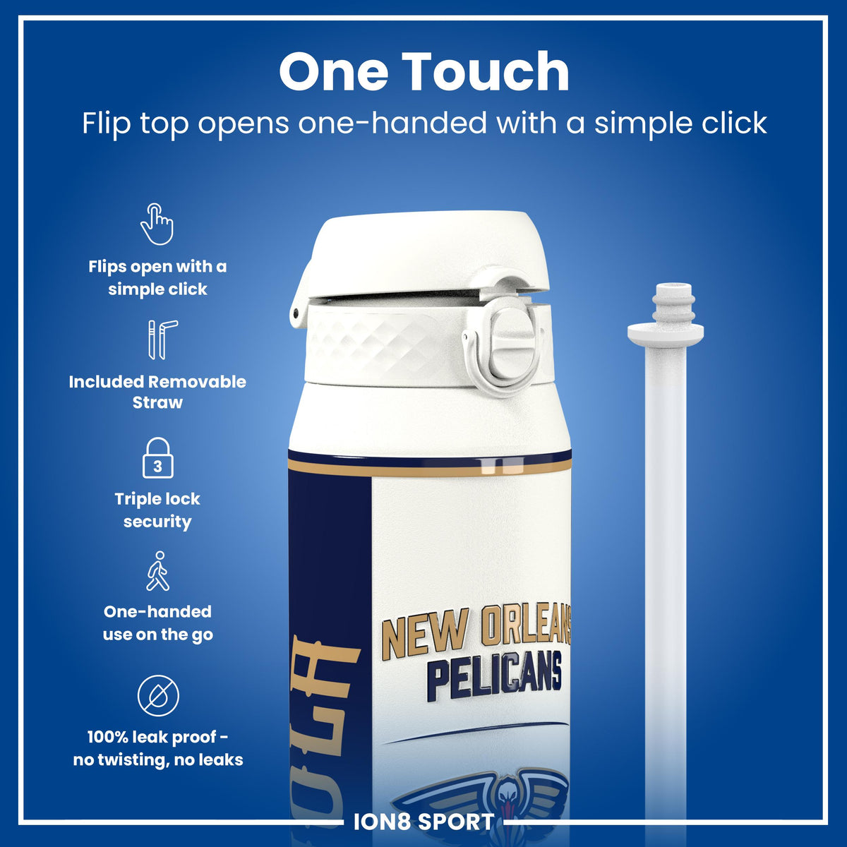 NBA x ION8, Insulated Steel Bottle, NOLA Pelicans, 24oz