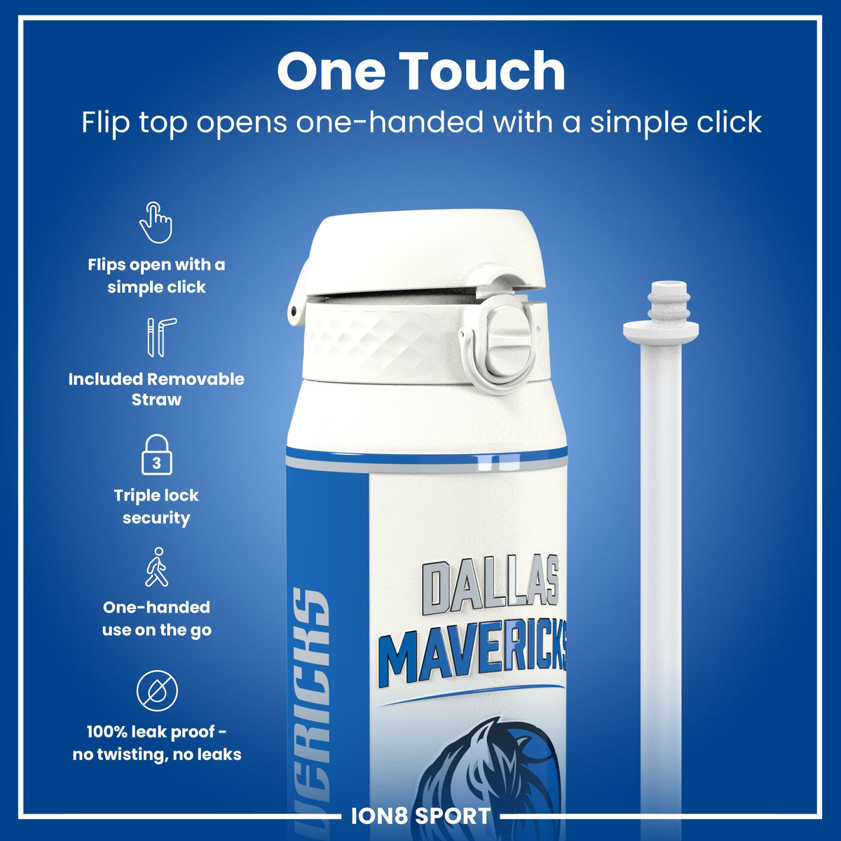 NBA x ION8, Insulated Steel Bottle, Dallas Mavericks, 24oz