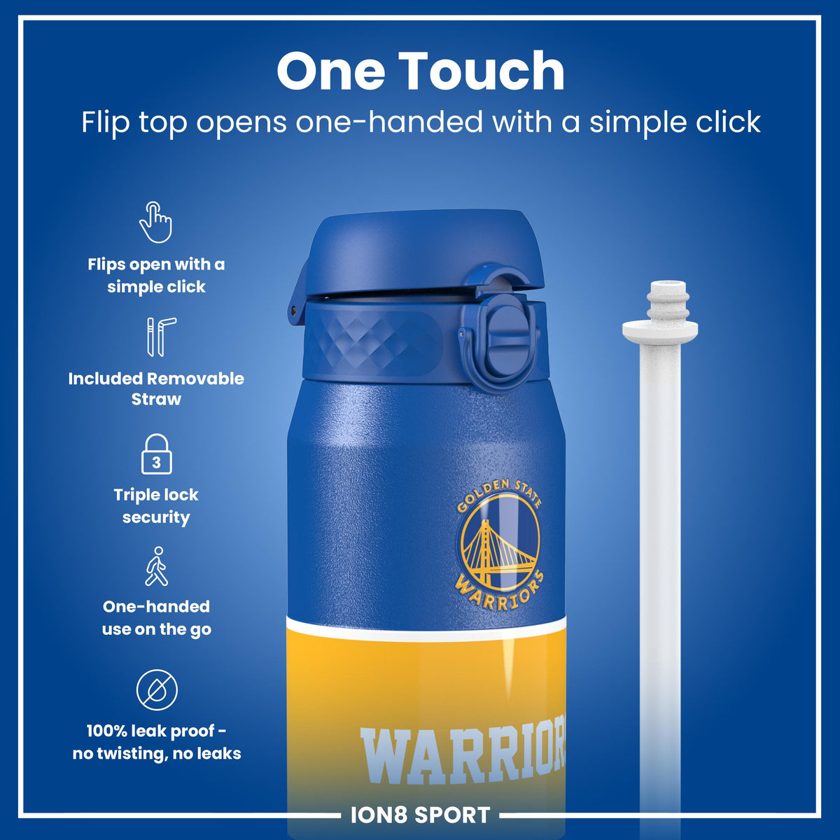 NBA x ION8, Insulated Steel Bottle, GS Warriors, 24oz