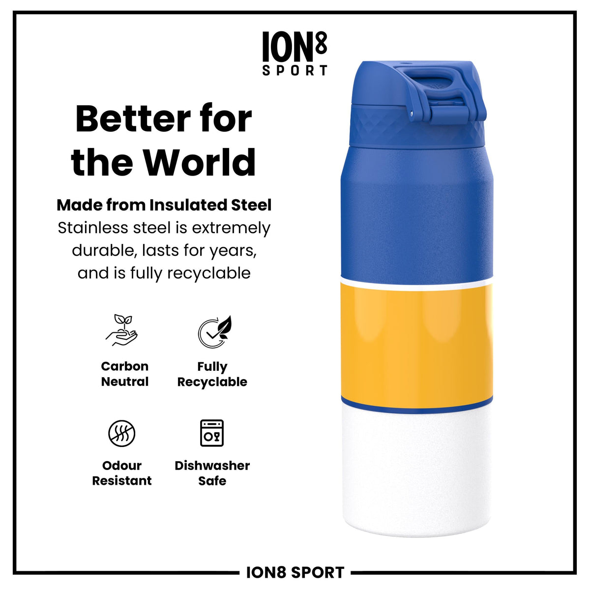 NBA x ION8, Insulated Steel Bottle, GS Warriors, 24oz