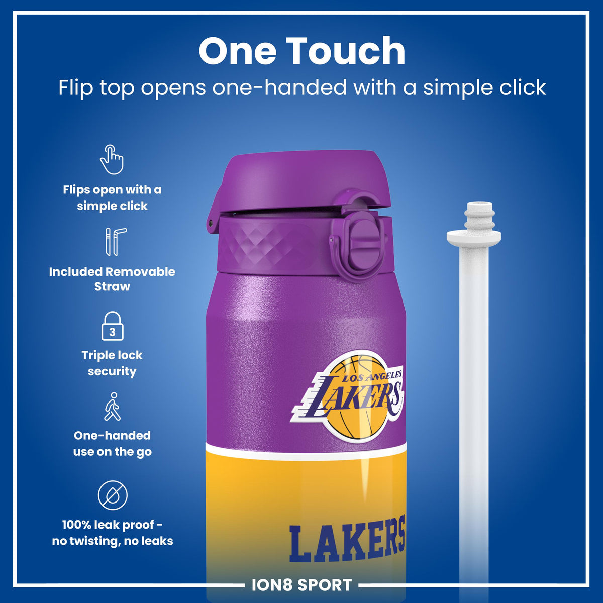 NBA x ION8, Insulated Steel Bottle, LA Lakers, 24oz