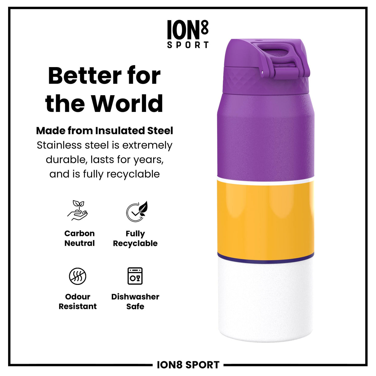 NBA x ION8, Insulated Steel Bottle, LA Lakers, 24oz