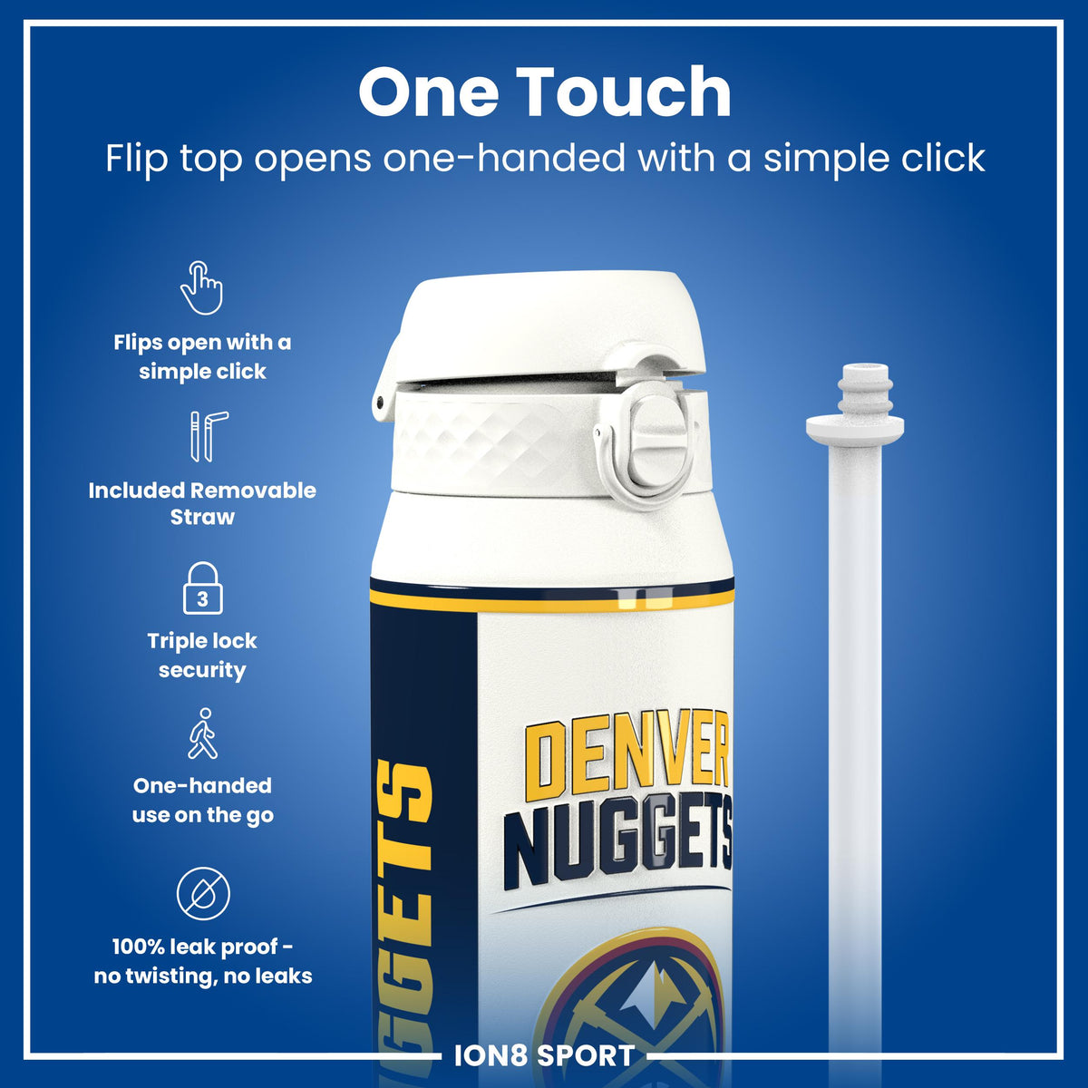 NBA x ION8, Insulated Steel Bottle, Denver Nuggets, 24oz