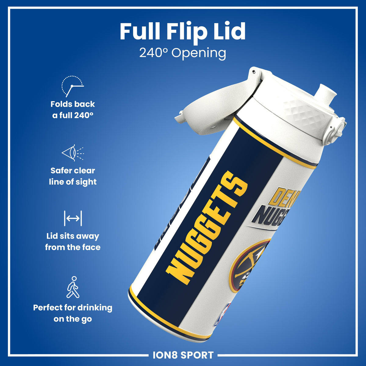 NBA x ION8, Insulated Steel Bottle, Denver Nuggets, 24oz