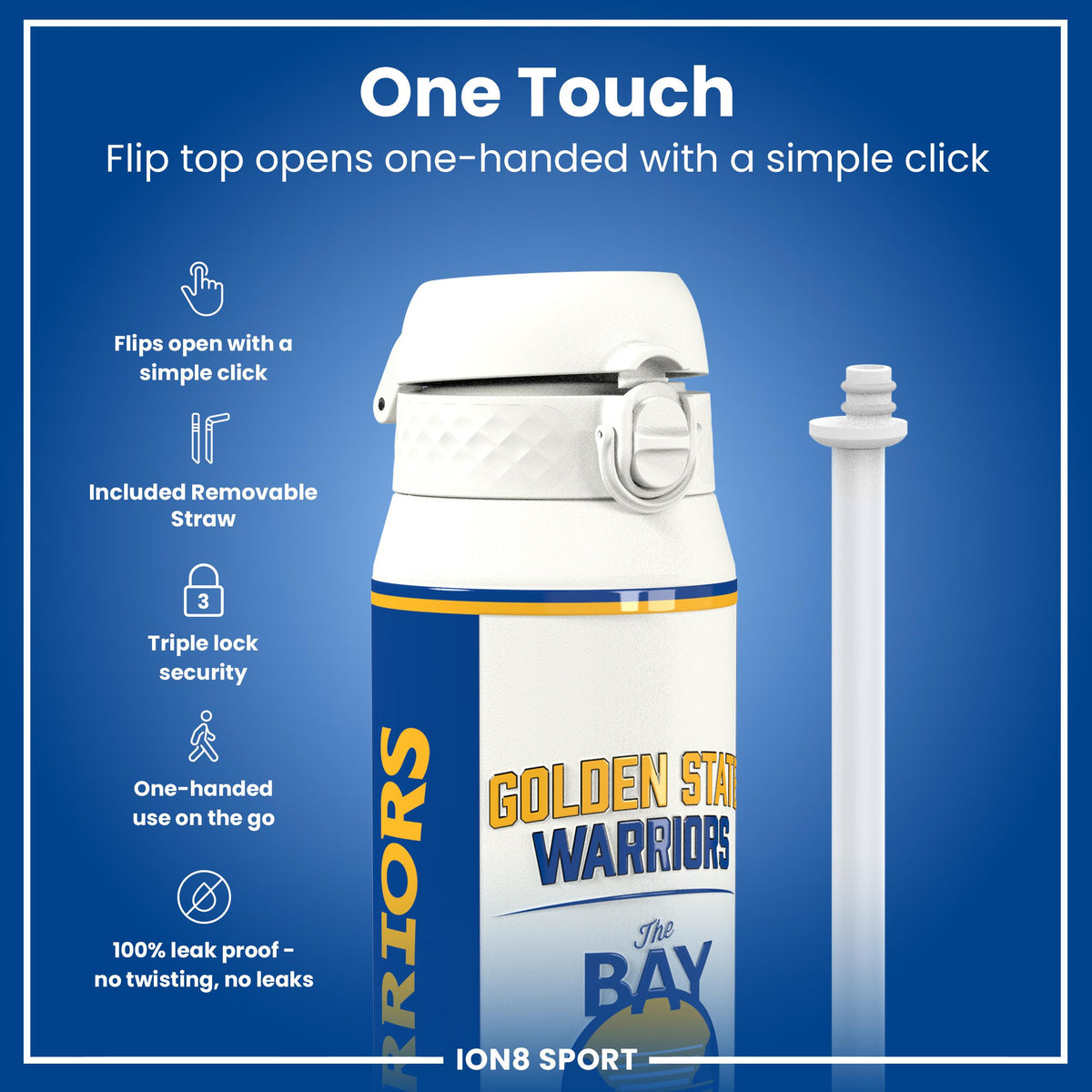 NBA x ION8, Insulated Steel Bottle, GS Warriors, 24oz