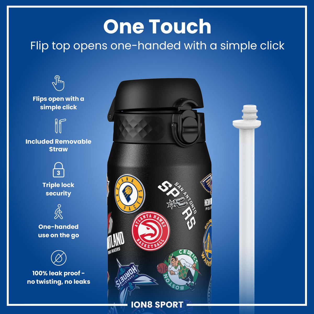 NBA x ION8, Insulated Steel Bottle, Multi Teams, 24oz