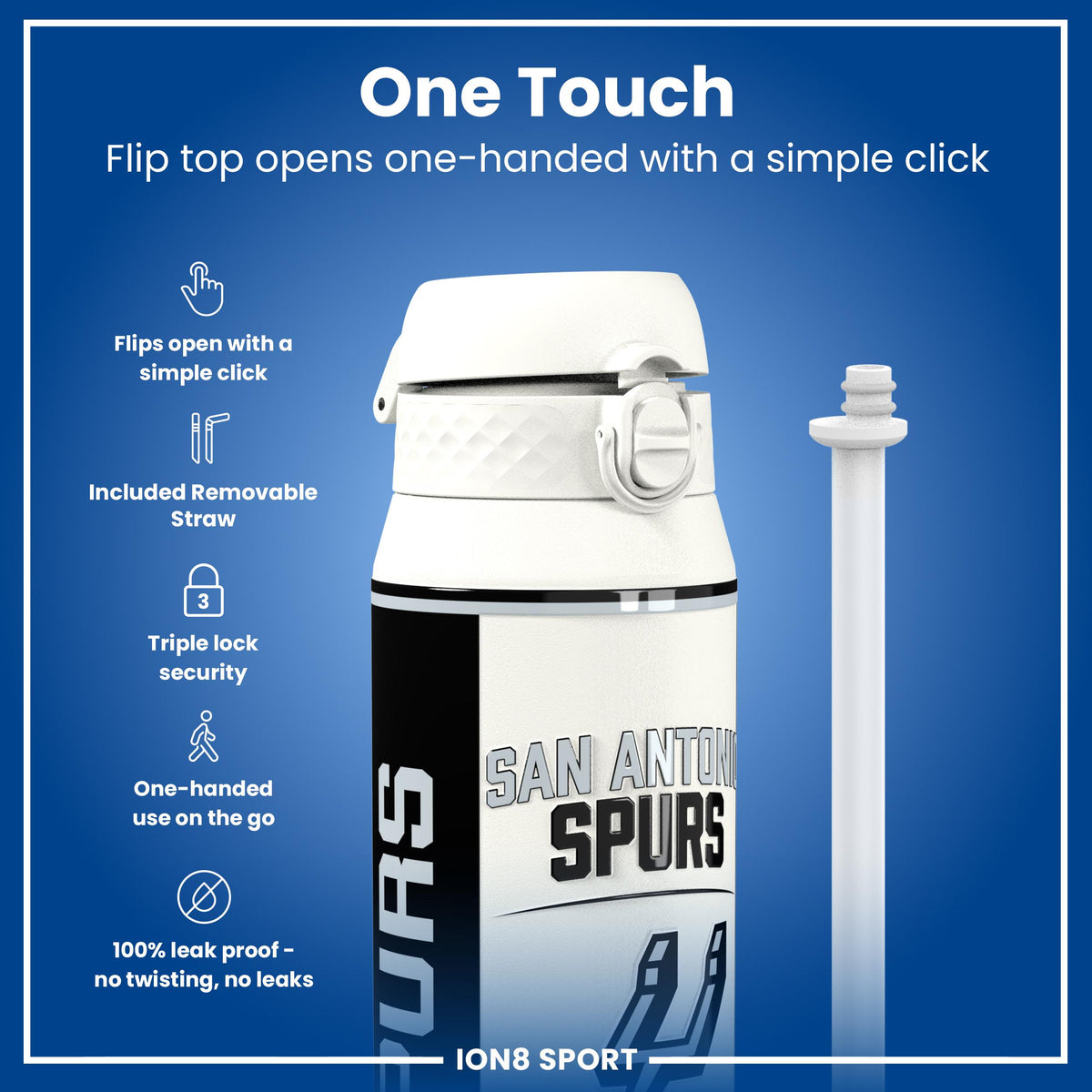 NBA x ION8, Insulated Steel Bottle, SA Spurs, 24oz