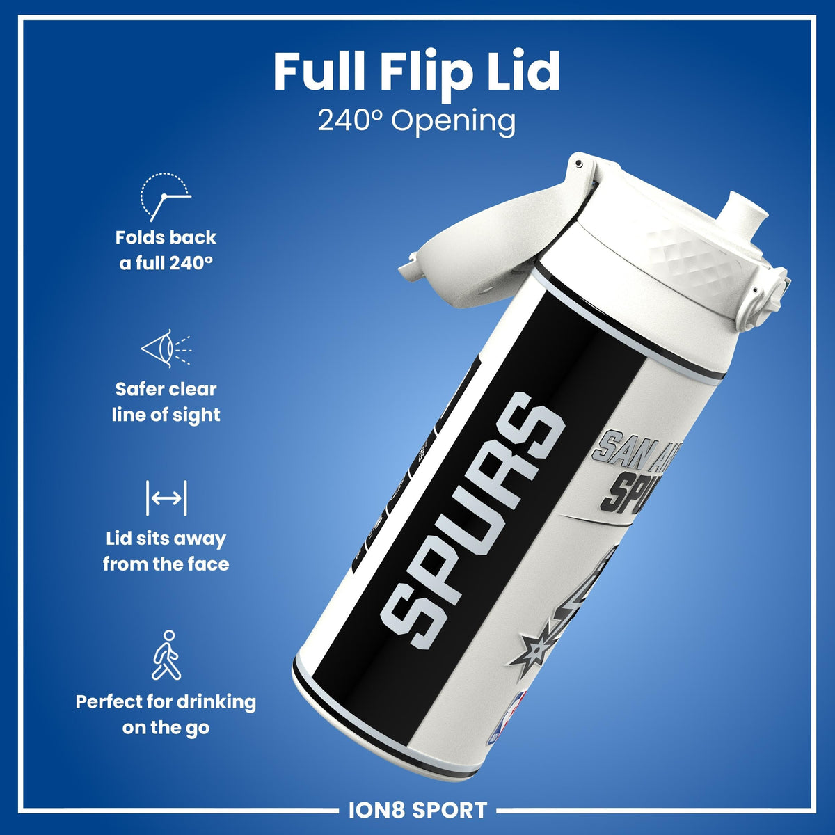 NBA x ION8, Insulated Steel Bottle, SA Spurs, 24oz