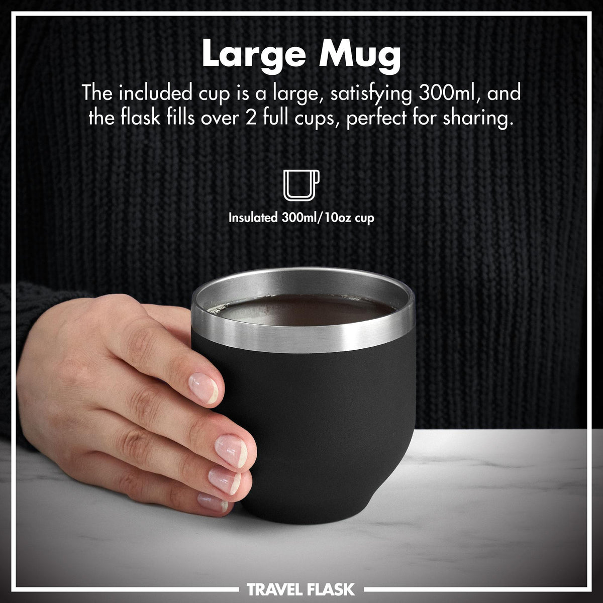 Luma Vacuum Insulated, Flask & Mug, Black, 24oz