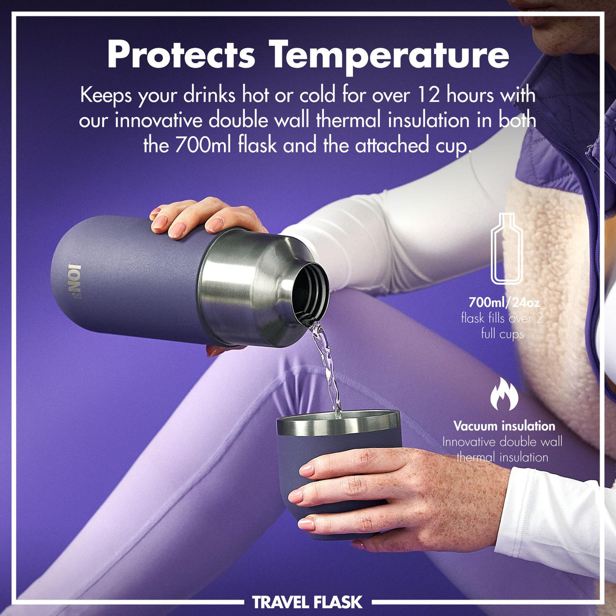 Luma Vacuum Insulated, Flask & Mug, Purple, 24oz