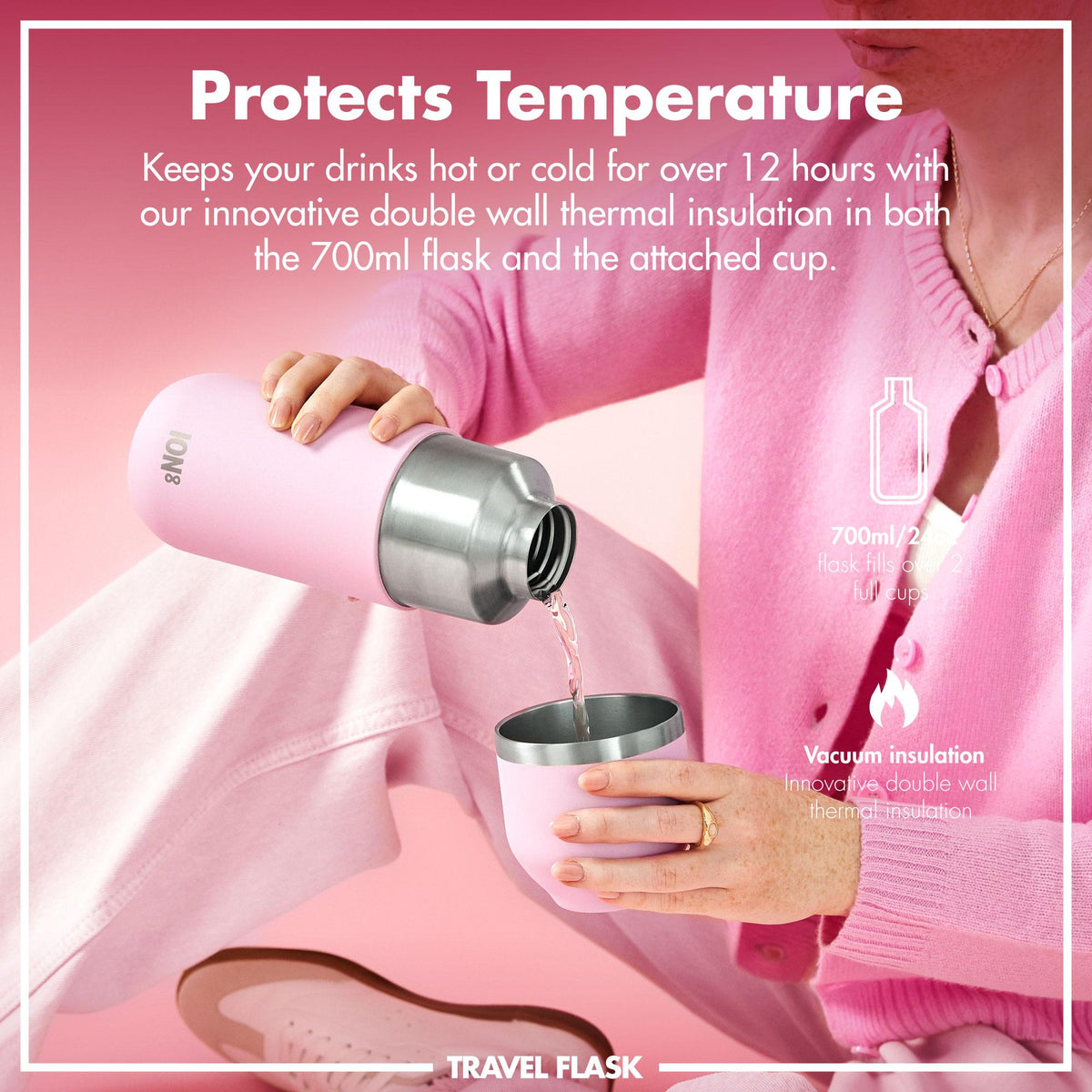 Luma Vacuum Insulated, Flask & Mug, Rose Quartz, 24oz