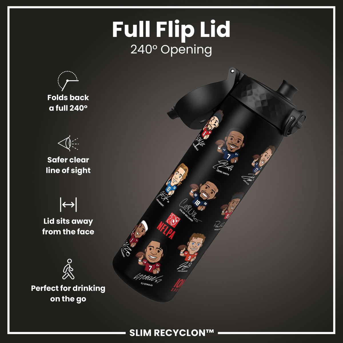 Leak Proof NFLPA Water Bottle, Recyclon, Quarterbacks, 18oz