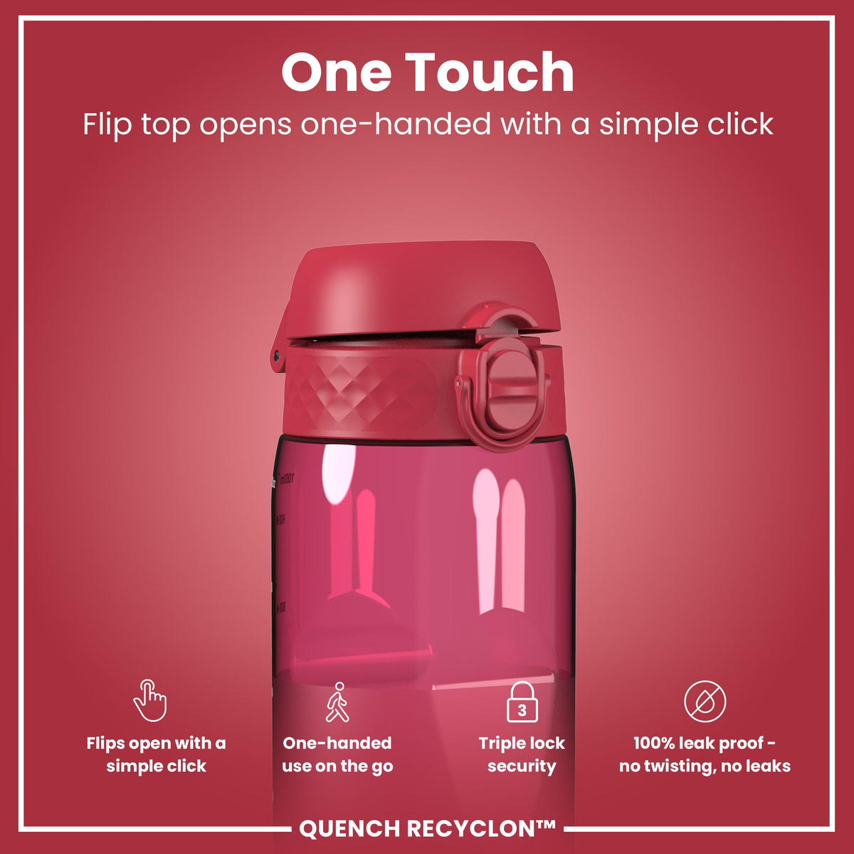 Leak Proof Water Bottle, Recyclon, Half-Cut, Magenta, 34oz