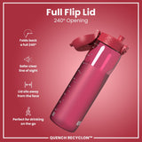 Leak Proof Water Bottle, Recyclon, Half-Cut, Magenta, 34oz