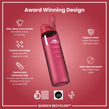 Leak Proof Water Bottle, Recyclon, Half-Cut, Magenta, 34oz