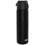 Leak Proof Slim Water Bottle, Recyclon, Half-Cut, Black, 18oz