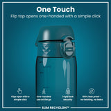 Leak Proof Slim Water Bottle, Recyclon, Half-Cut, Teal, 18oz