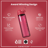 Leak Proof Slim Water Bottle, Recyclon, Half-Cut, Magenta, 18oz
