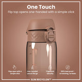 Leak Proof Slim Water Bottle, Recyclon, Half-Cut, Mocha, 18oz