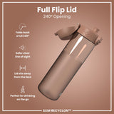 Leak Proof Slim Water Bottle, Recyclon, Half-Cut, Mocha, 18oz