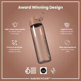 Leak Proof Slim Water Bottle, Recyclon, Half-Cut, Mocha, 18oz