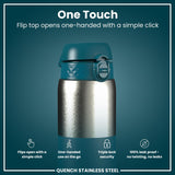 Leak Proof Water Bottle, Stainless Steel, Half-Cut, Teal, 40oz