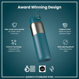Leak Proof Thermal Water Bottle, Insulated, Half-Cut, Teal, 31oz