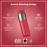 Leak Proof Thermal Water Bottle, Insulated, Half-Cut, Magenta, 31oz