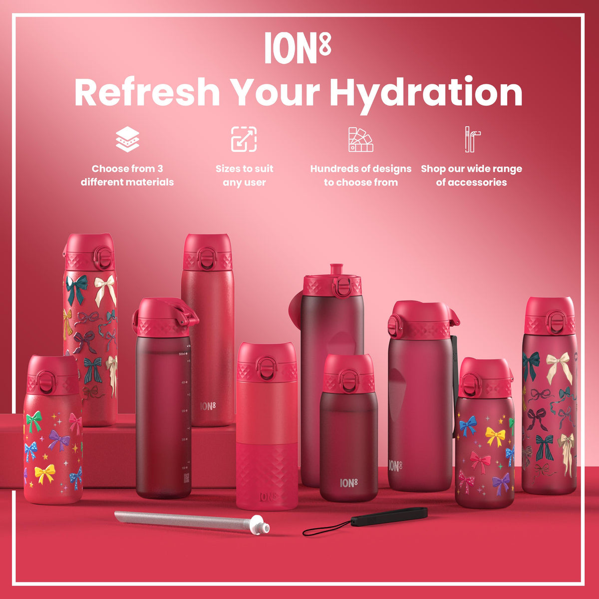 Leak Proof Thermal Water Bottle, Insulated, Half-Cut, Magenta, 31oz