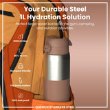 Leak Proof Water Bottle, Stainless Steel, Mocha, 40oz