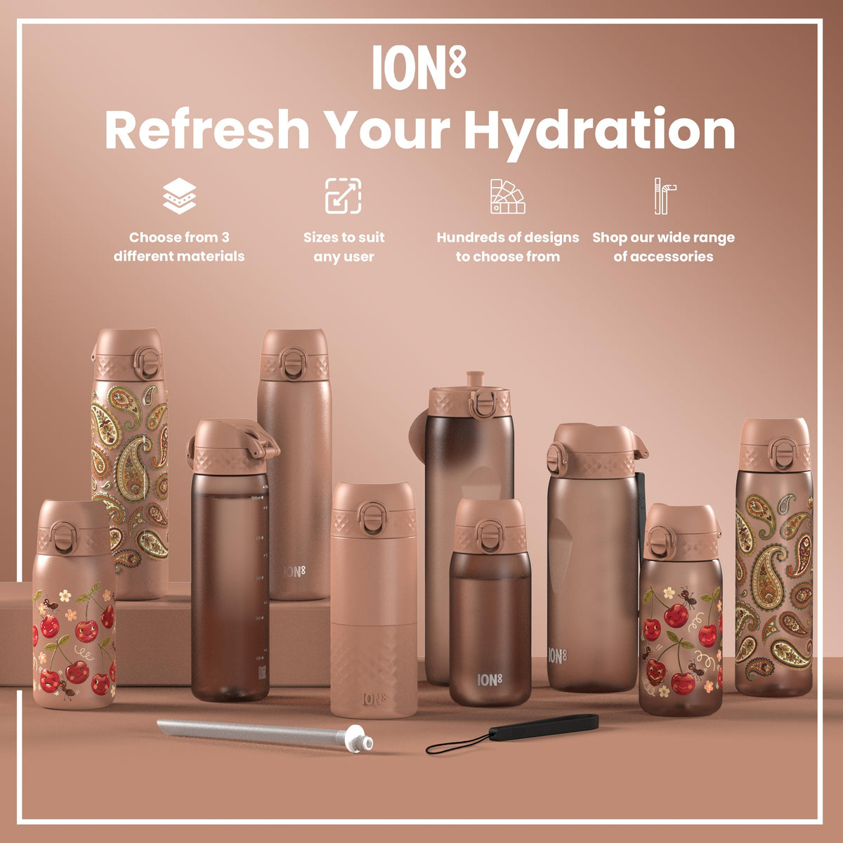 Leak Proof Water Bottle, Stainless Steel, Mocha, 40oz