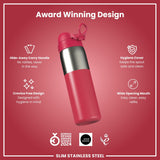 Leak Proof Slim Water Bottle, Stainless Steel, Half-Cut, Magenta, 20oz