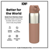 Leak Proof Slim Water Bottle, Stainless Steel, Mocha, 20oz