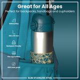 Leak Proof Slim Water Bottle, Stainless Steel, Half-Cut, Mandalas, 20oz