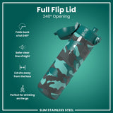 Leak Proof Slim Water Bottle, Stainless Steel, Camouflage, 20oz