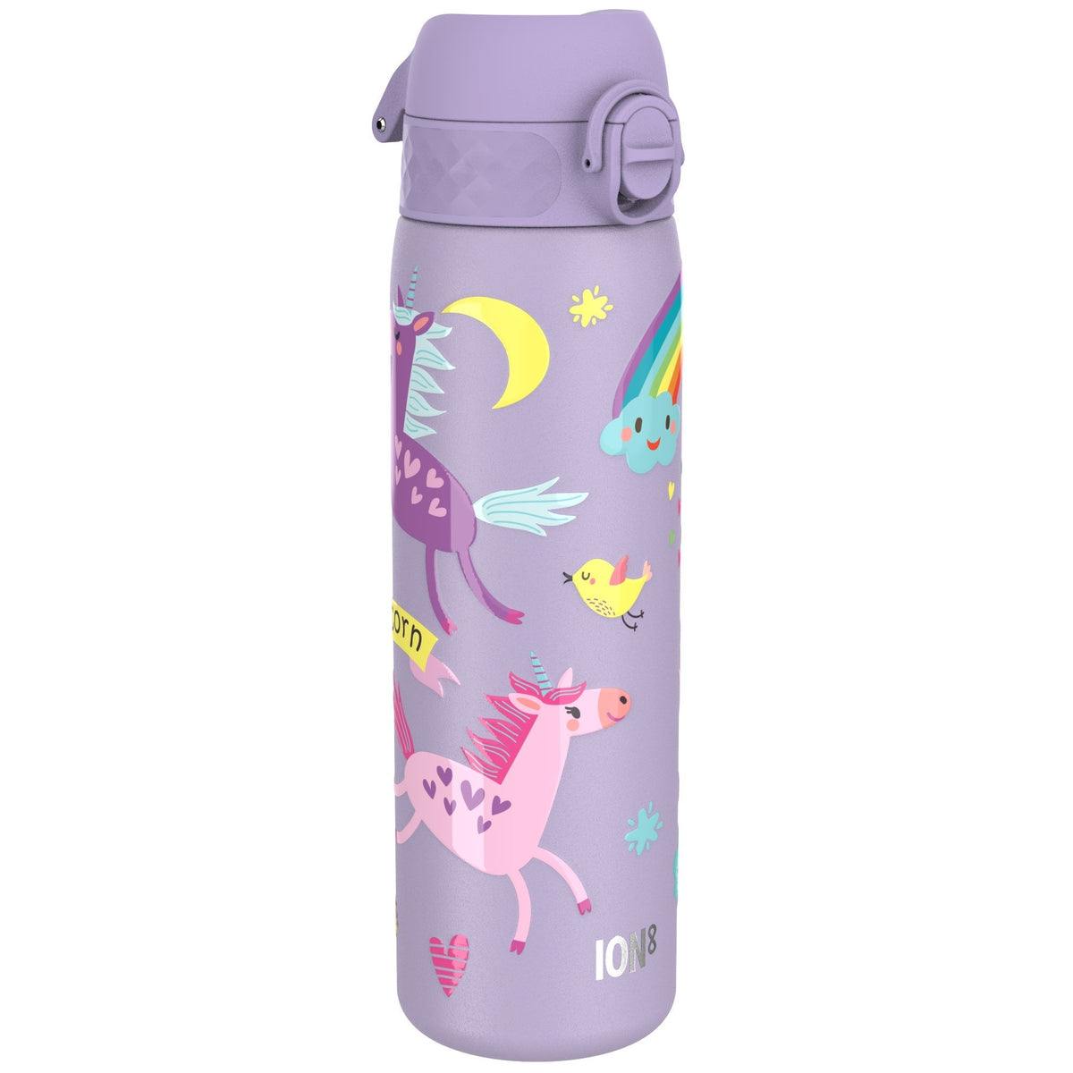 Leak Proof Slim Water Bottle, Stainless Steel, Purple Unicorns, 20oz