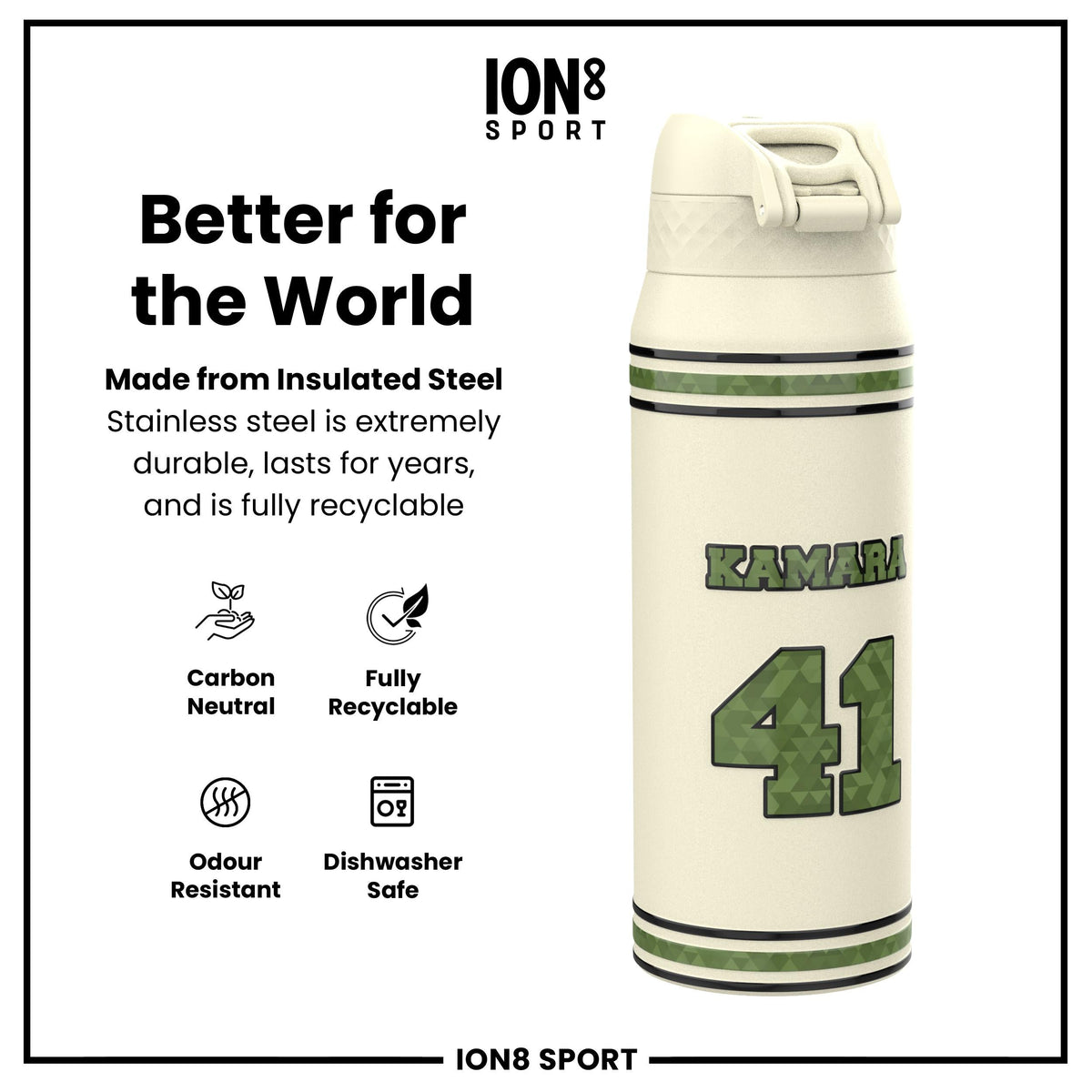 NFL x Ion8 Sports, Insulated Bottle, Icon Series, Alvin Kamara, 24oz