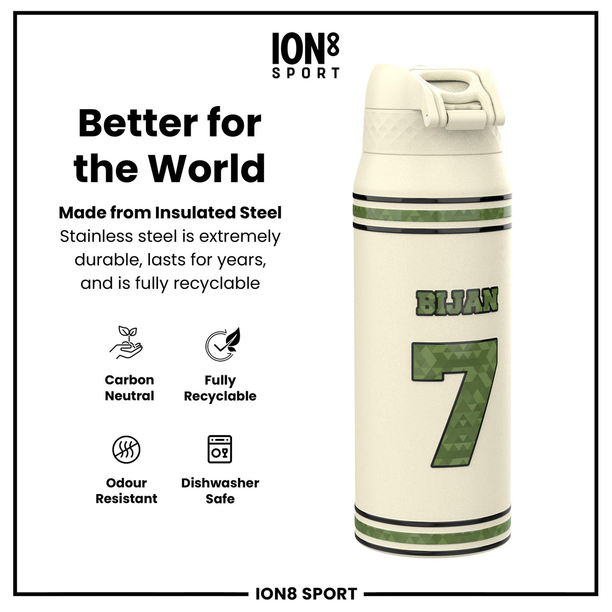 NFL x Ion8 Sports, Insulated Bottle, Icon Series, Bijan Robinson, 24oz