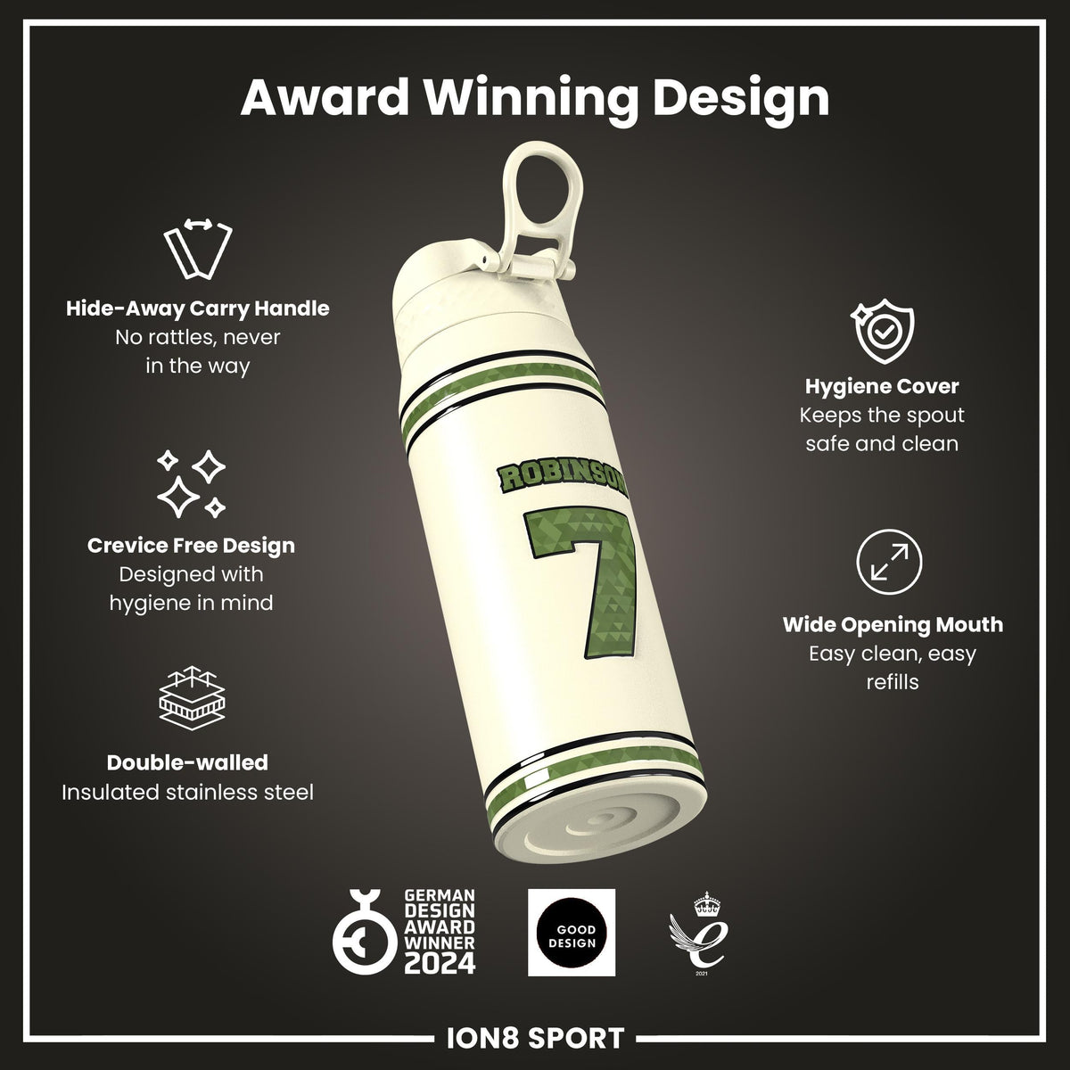 NFL x Ion8 Sports, Insulated Bottle, Icon Series, Bijan Robinson, 24oz